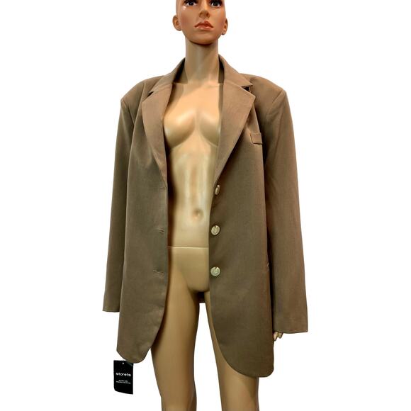 NWT Storets "Joan" Padded Oversize Jacket Blazer | Beige | S/M - Picture 6 of 8